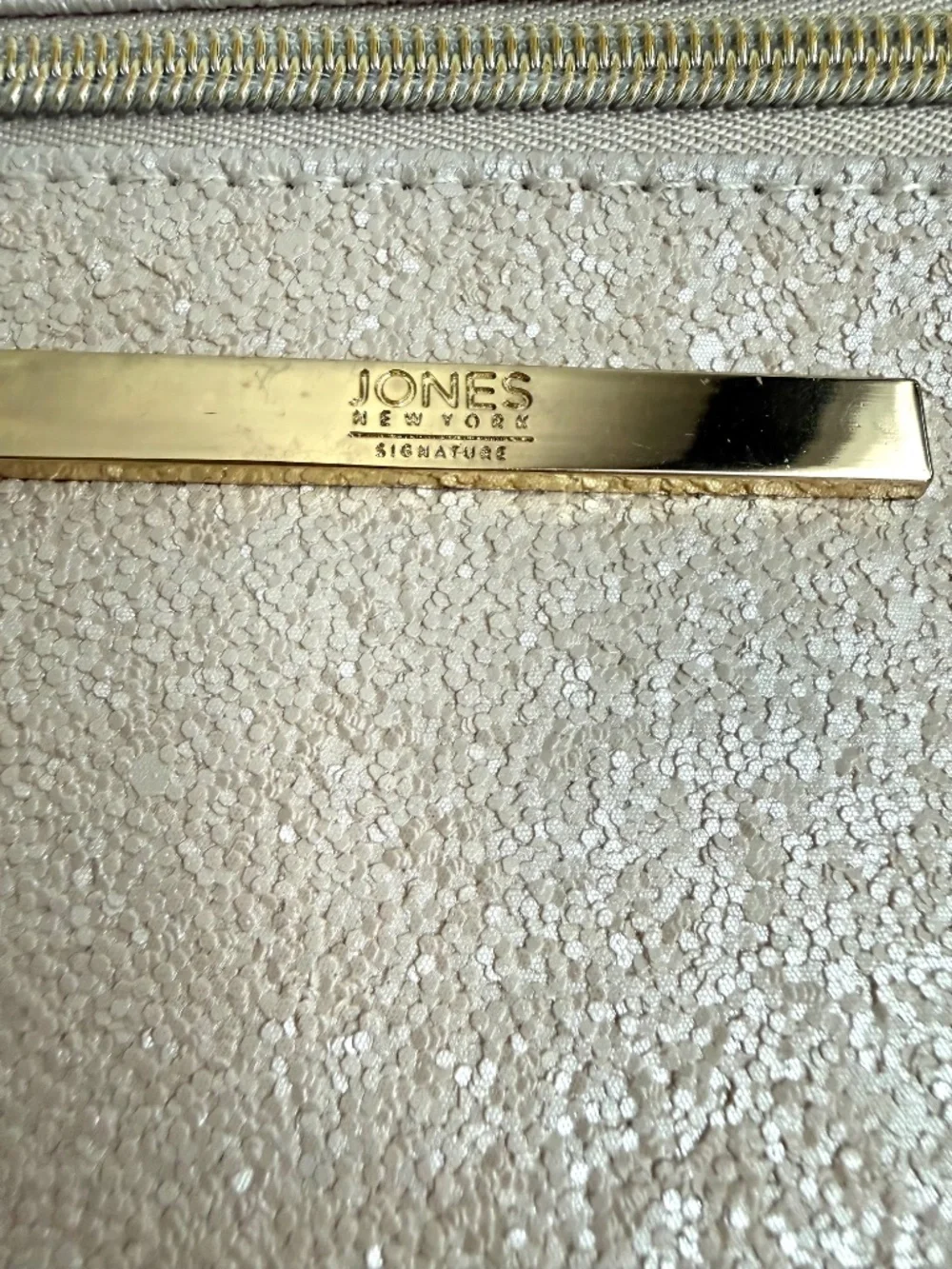 Jones New York Gold Textured Wristlet Clutch Zip Pouch